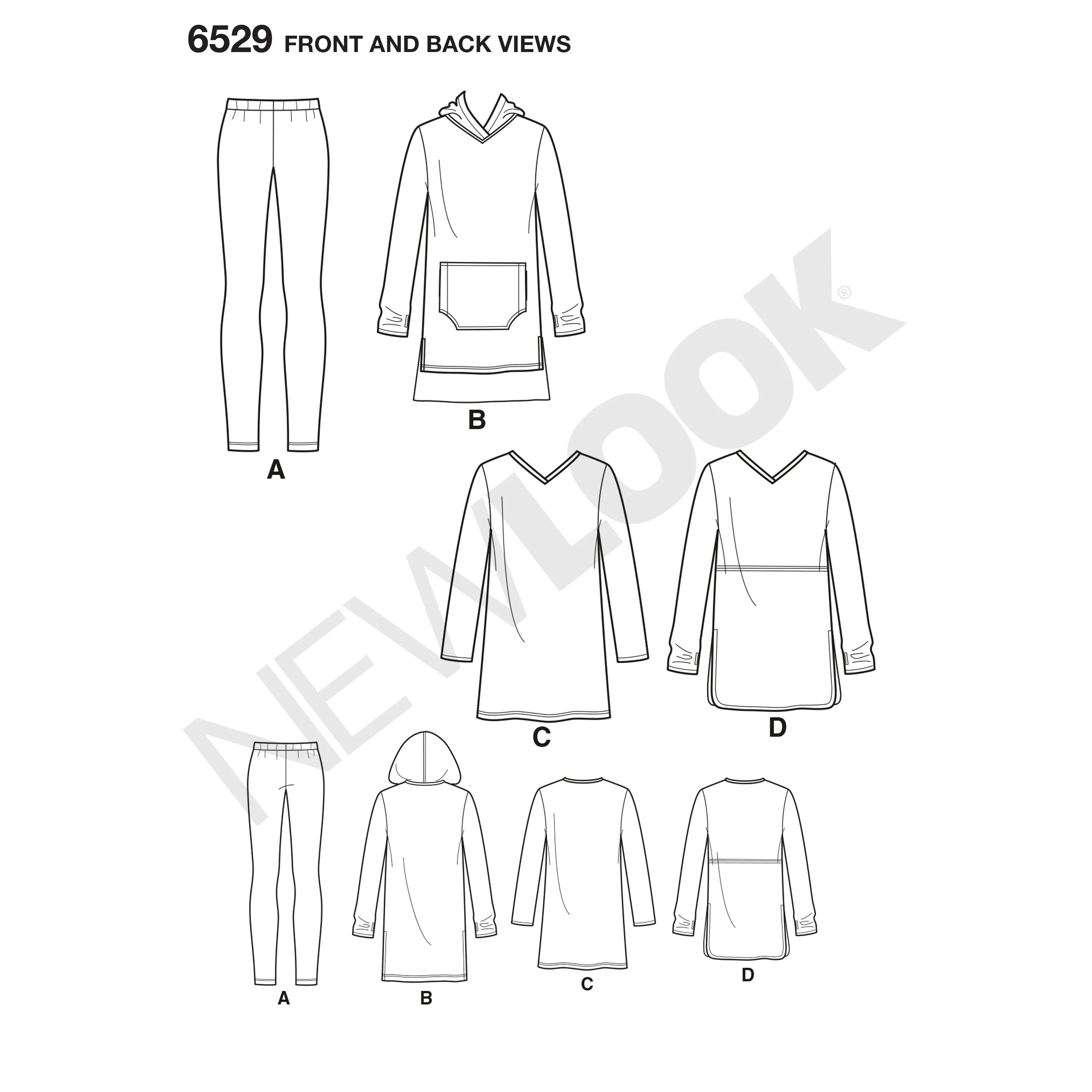 6529 New Look Pattern 6529 Women's Knit Tunics and Leggings