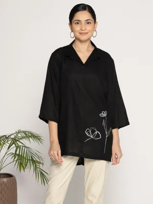 Black Rayon ShirtTop - Ravissant