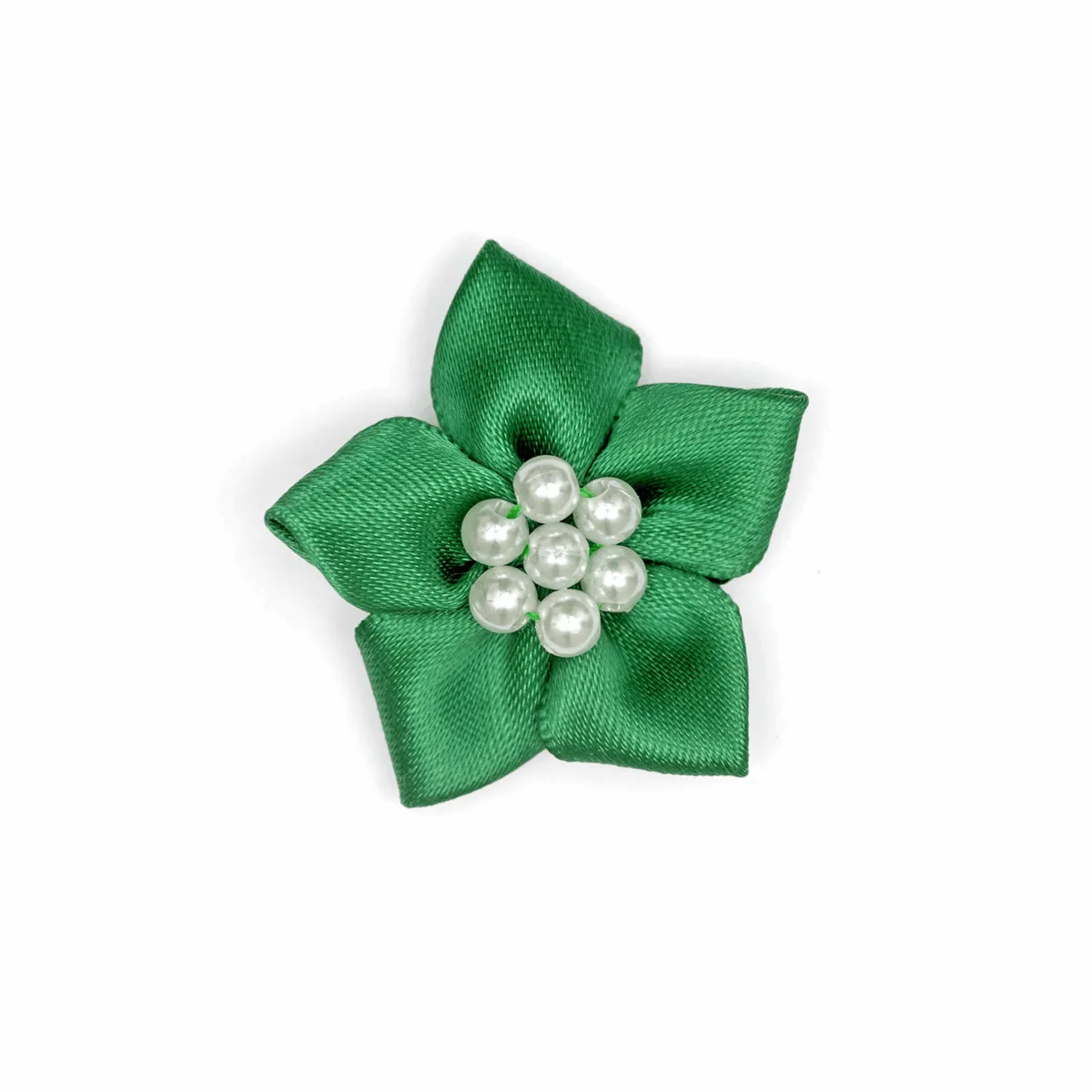 Bottle Green Satin Star with Pearls (Pack of 20)