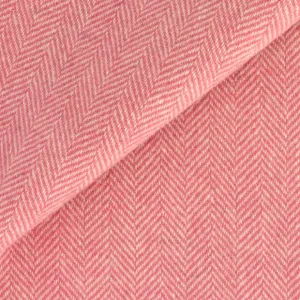 BRIGHT PINK and Natural Herringbone Fat Quarter Yard, Felted Wool Fabric