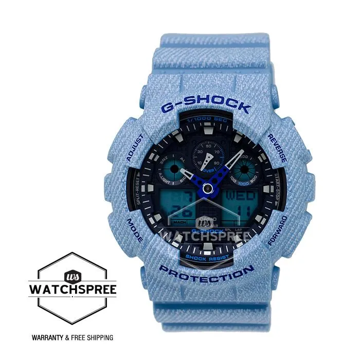 Casio G-Shock New DENIM’?????¶ôÇï¶ôǝ????D COLOR Limited Model Light Blue Resin Band Watch GA100DE-2A