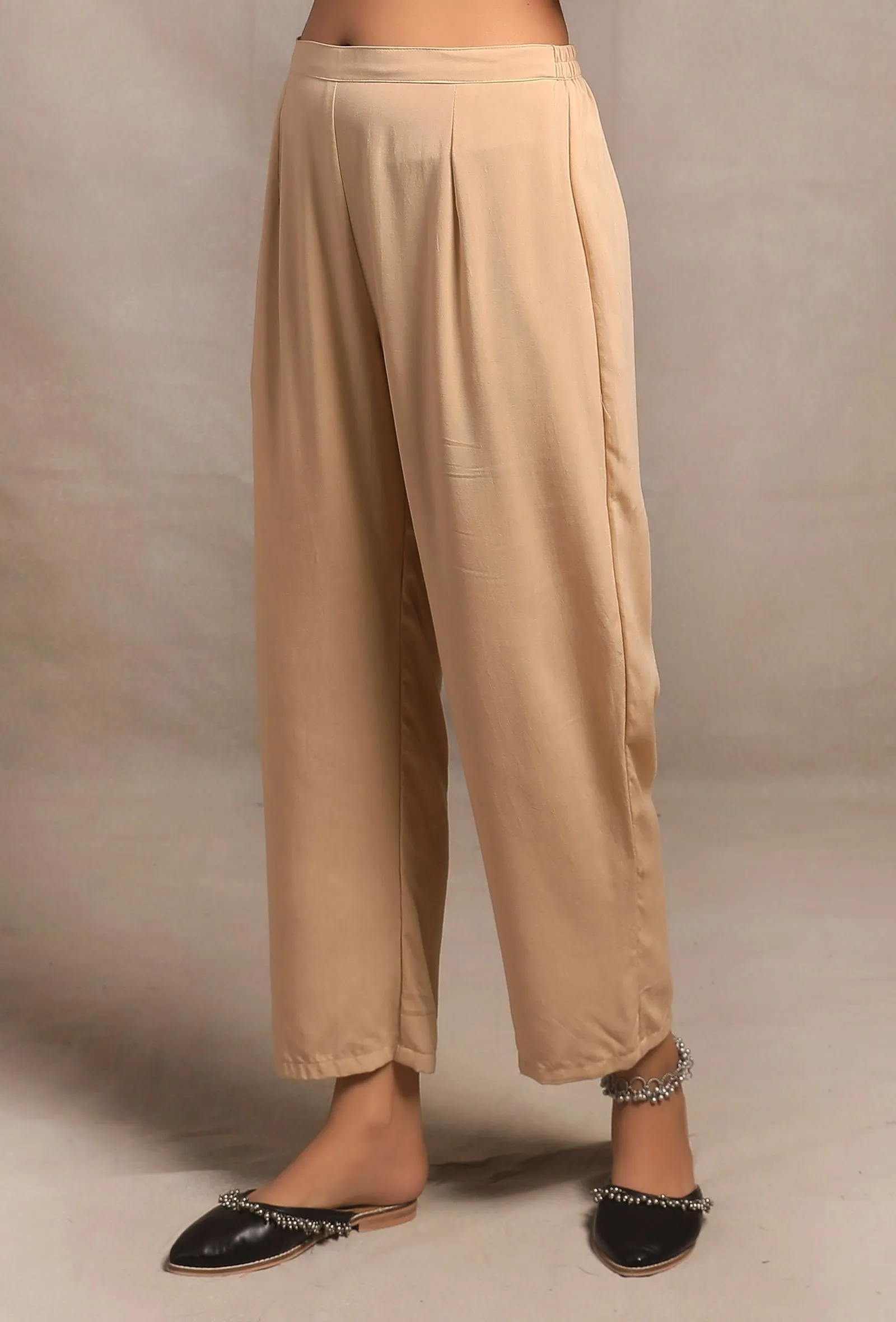 Ecru Straight Fit Narrow Pants