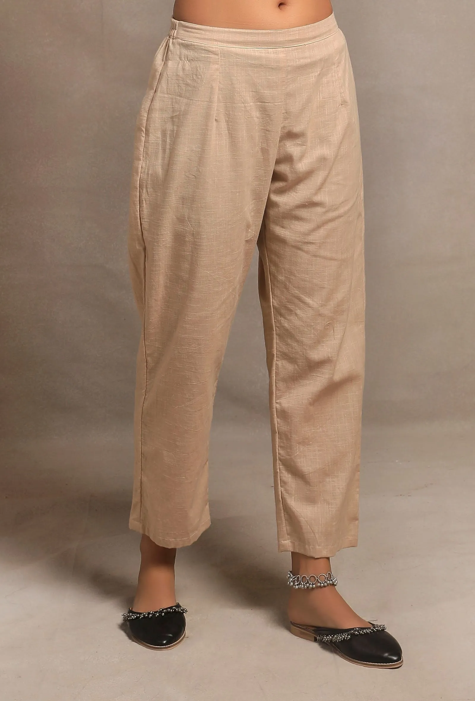 Ecru Straight Fit Narrow Pants