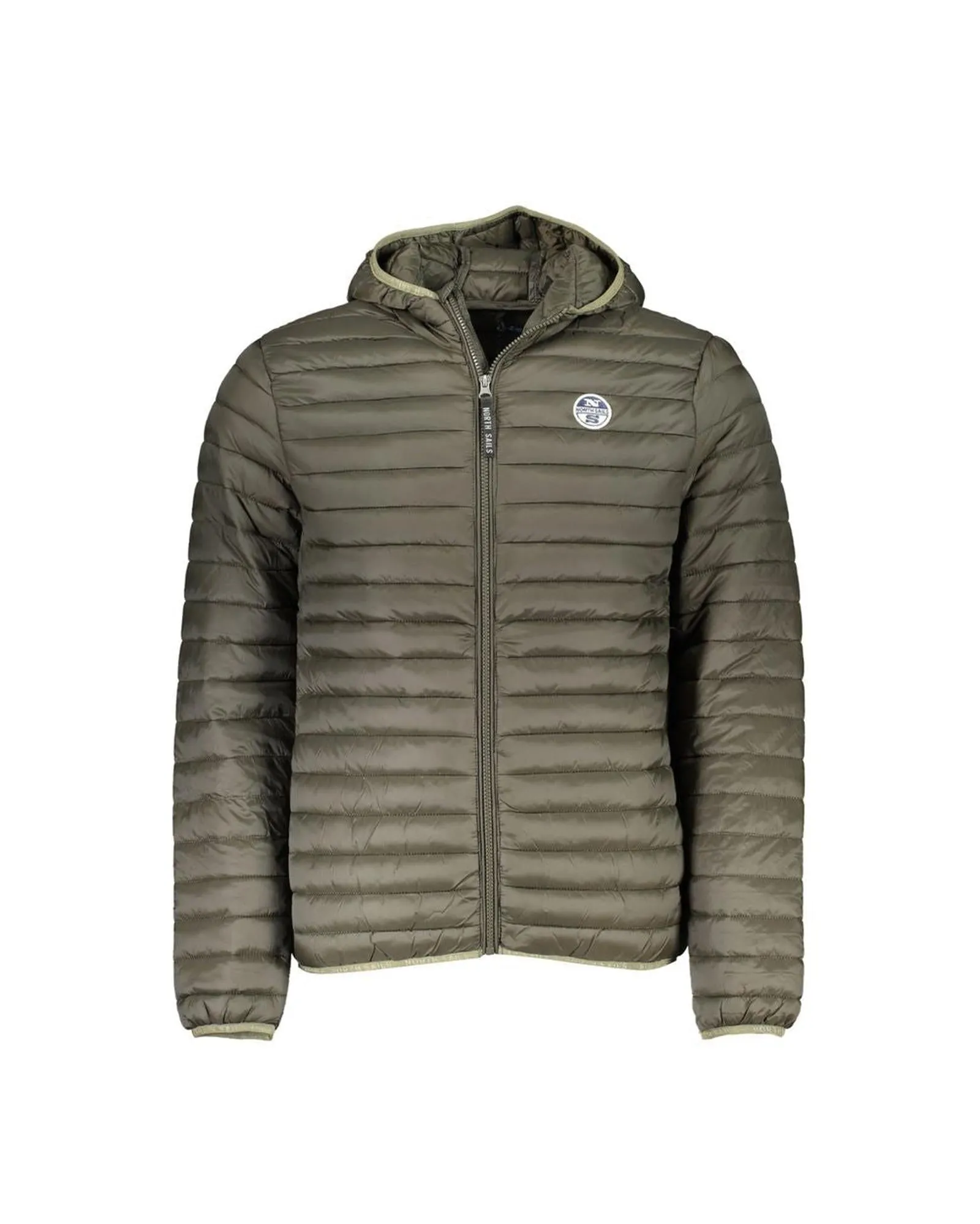 Green Hooded Polyamide Jacket for Men