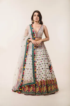 Ivory Georgette Lehenga Choli Set