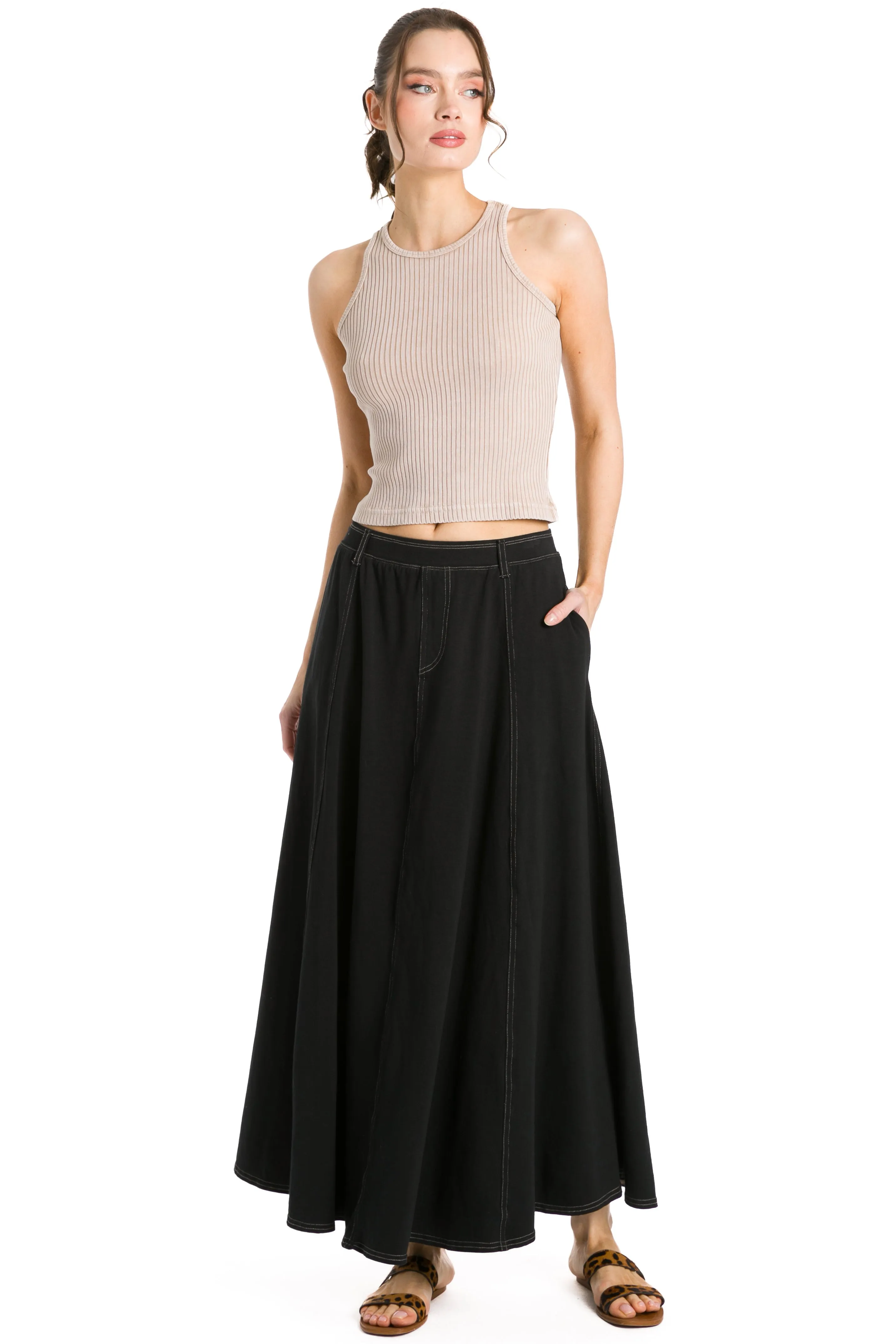 Jean Panel Long Skirt