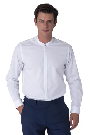 JOSHUA White Grandad Cotton Shirt