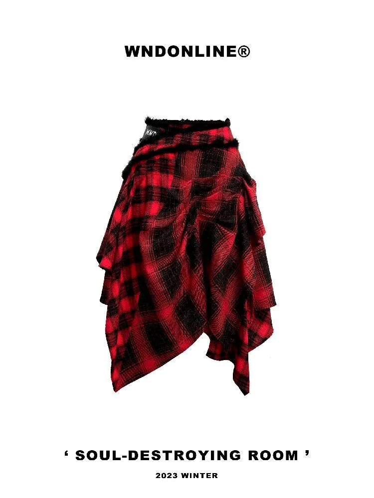 Patchwork plaid pleated half skirt【s0000004761】