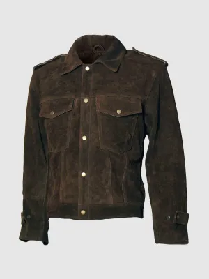 Size Medium Brown Suede Leather Jacket for Men