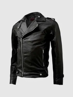 Size Small Black Moto Leather Jacket for Men