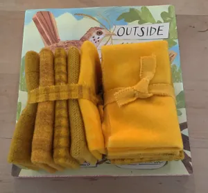 SOLID GOLD Hand Dyed Wool Bundle for Wool Applique and Rug Hooking